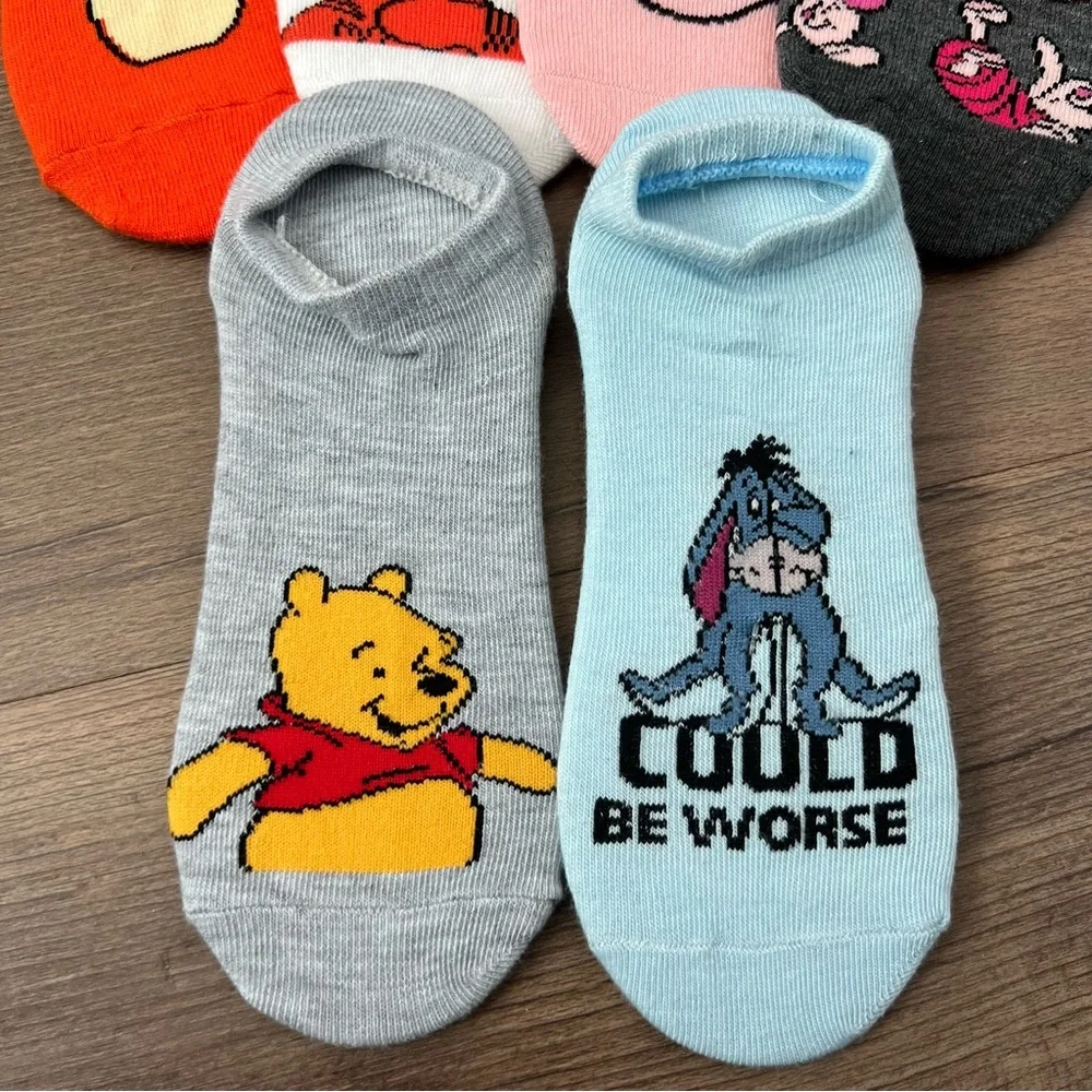 NWOT Disney Winnie the Pooh Womens' 6 Pack Low No Show Socks Size 4-10
